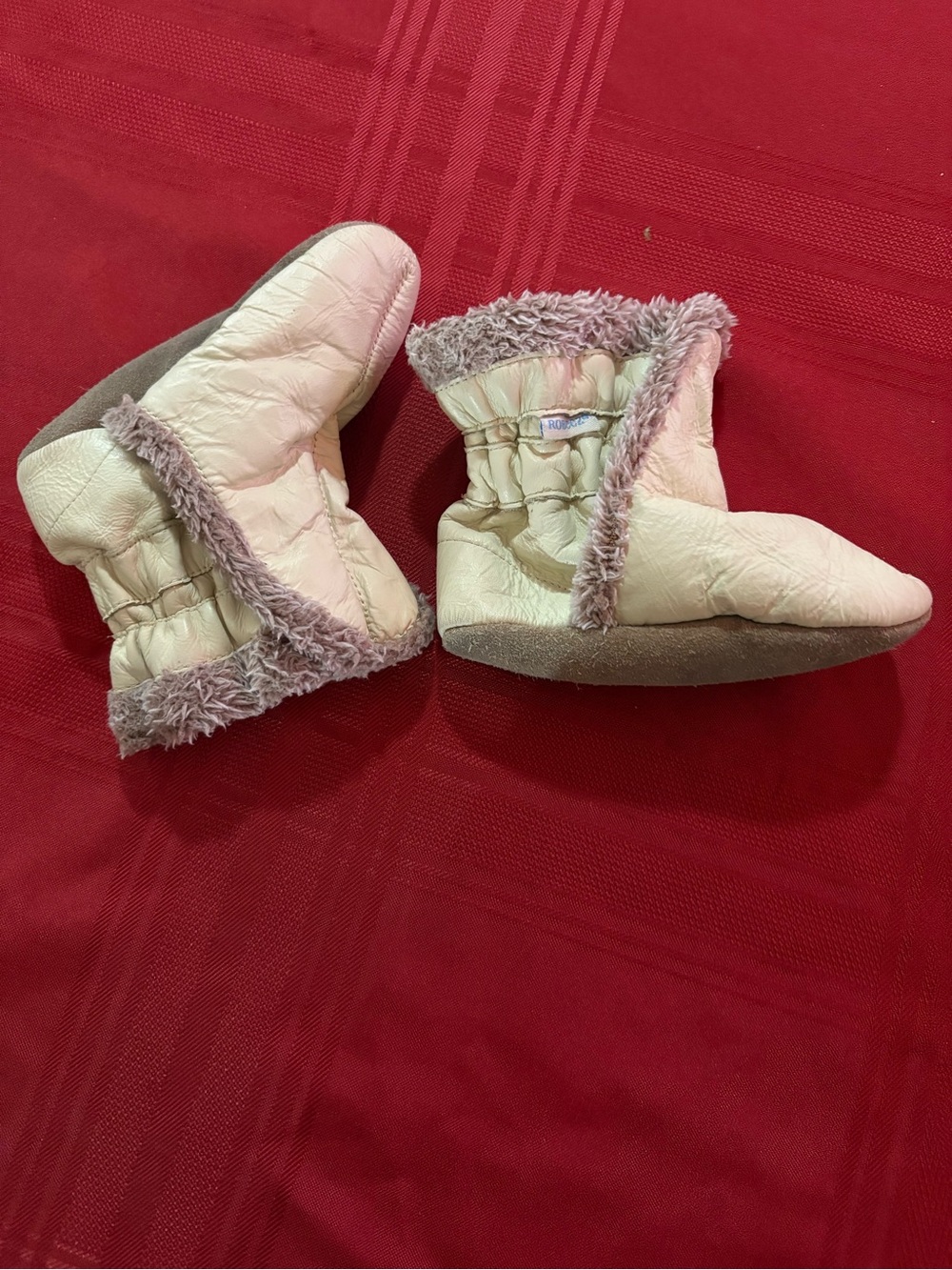 Robeez cream leather baby booties